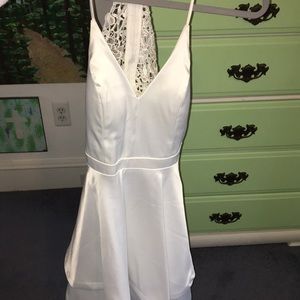 white satin formal dress
